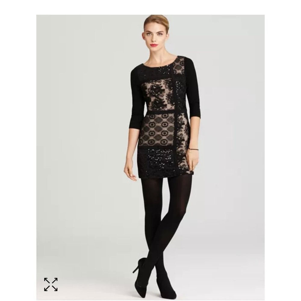 $248 NWT Anthropologie Plenty By Tracy Reese P 0 2 Patchwork Mini Dress Black